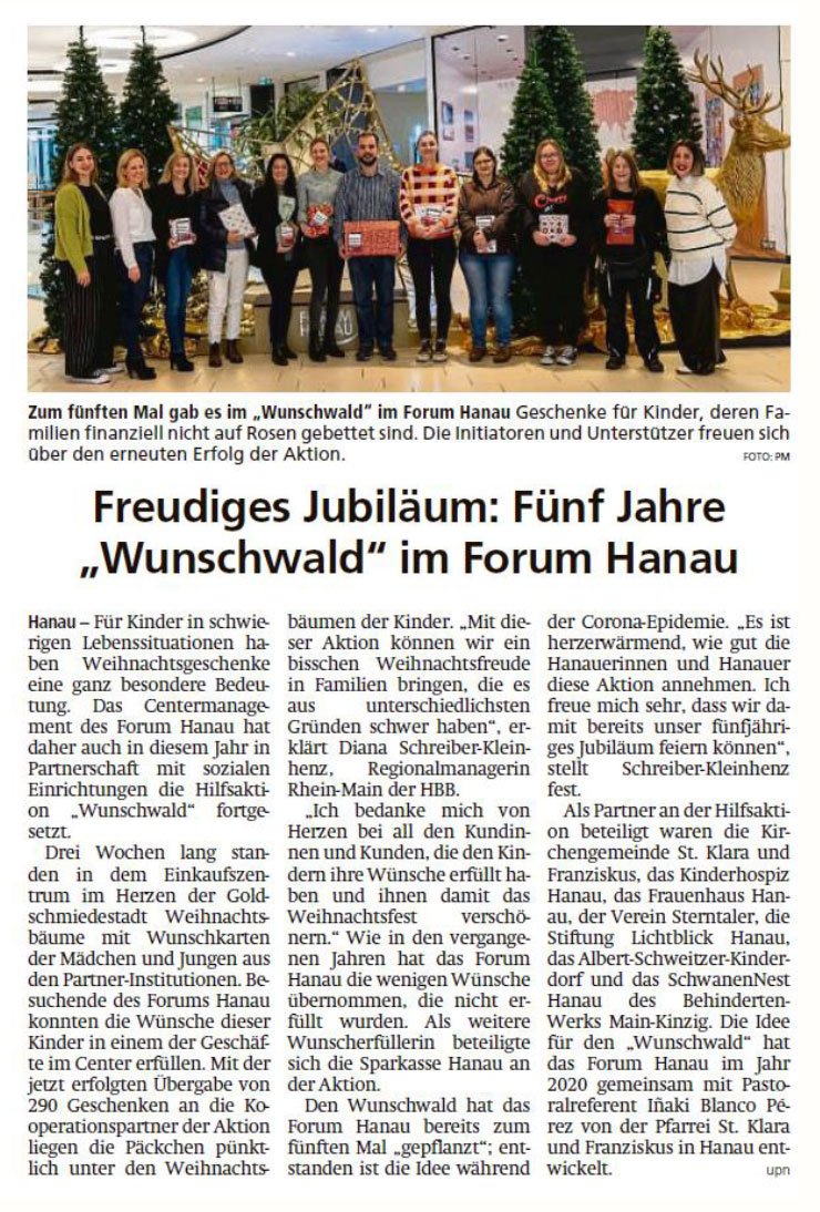 Freudiges Jubiläum: Fünf Jahre „Wunschwald“ im Forum Hanau