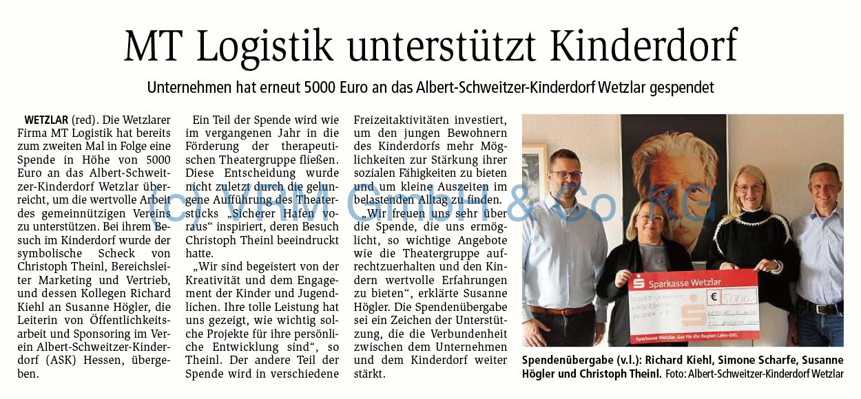 MT Logistik unterstützt Kinderdorf