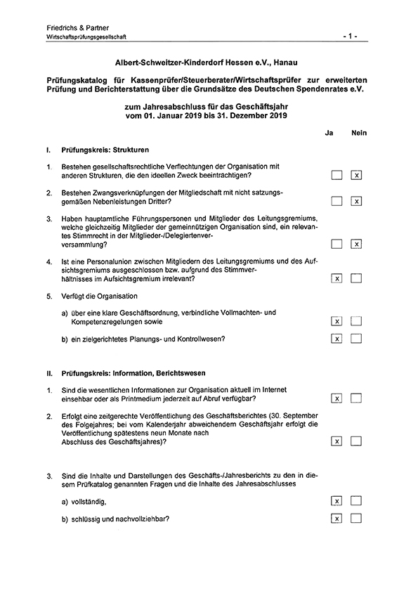 Bescheinigung Sonderprüfung Deutscher Spendenrat 2019