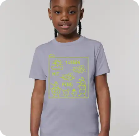 Mini PENG-Shirt – Kids Shirt in Flieder mit neon Print