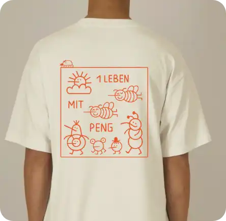 ASKxGNEP-Shirt – Off-White Shirt mit orangenem PENG-Print