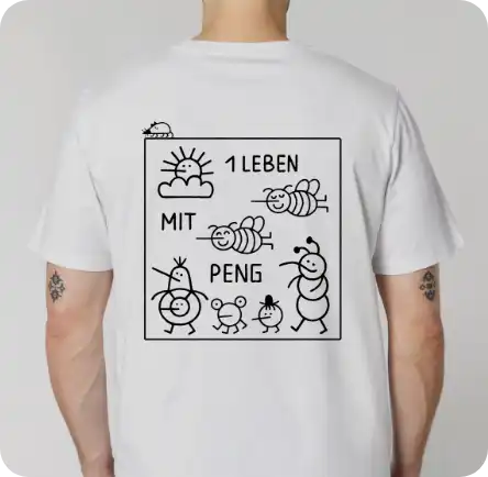 ASKxPENG-Shirt – weißes Shirt mit schwarzem PENG-Print