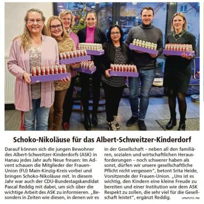 Schoko-Nikoläuse für das Albert-Schweitzer-Kinderdorf