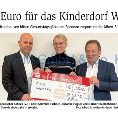 3.500 Euro für das Kinderdorf Wetzlar