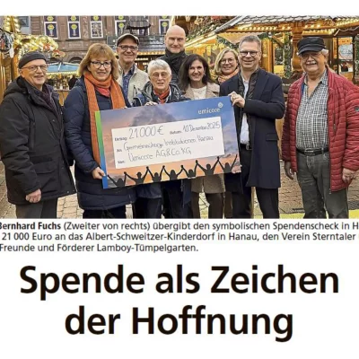Spende als Zeichen der Hoffnung