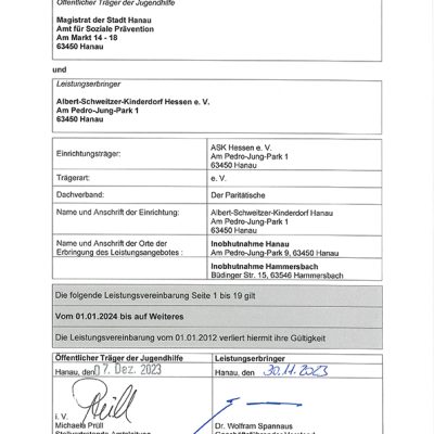 Leistungsvereinbarung Inobhutnahmen