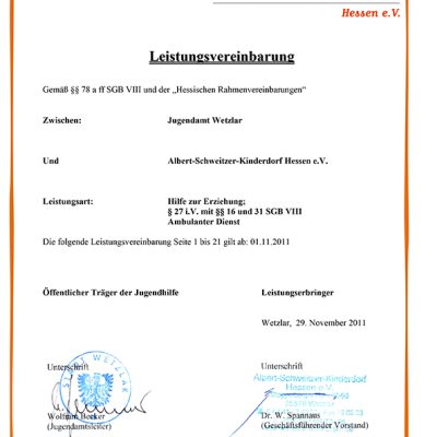 Leistungsvereinbarung Ambulanter Dienst Wetzlar