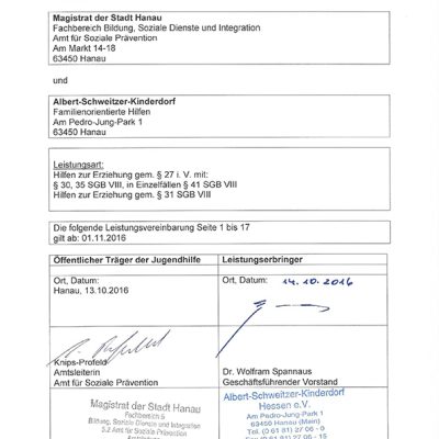 Leistungsvereinbarung Ambulanter Dienst Hanau