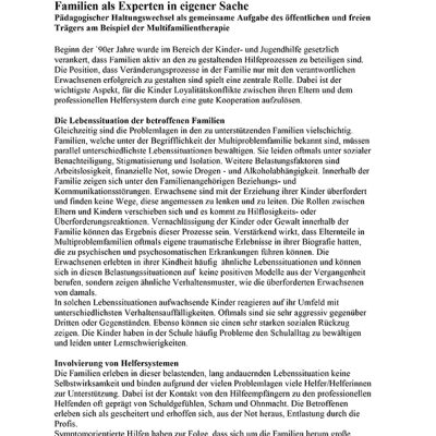 Familien als Experten in eigener Sache